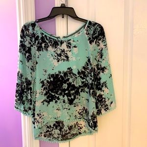 💕2 for $20 sale💕 Xhilaration Womens Boho Blouse Blue Black Bell Sleeve